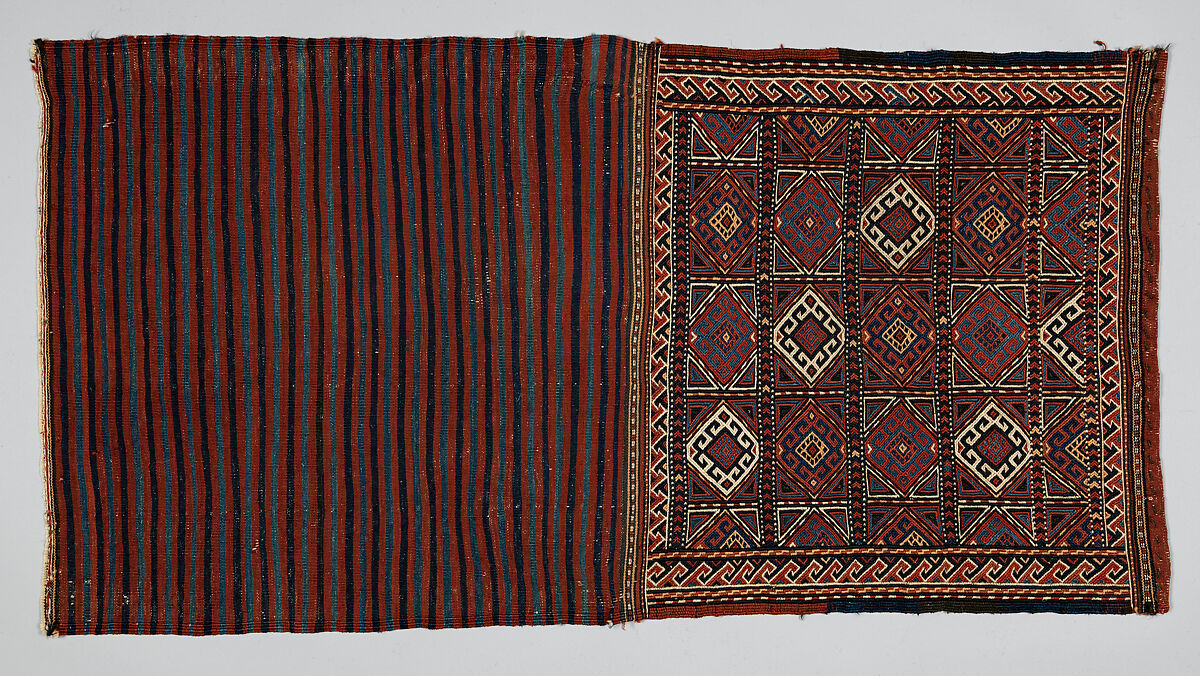 Half of Double Saddle Bag (Khorjin), Wool; sumak brocaded, tapestry weave 