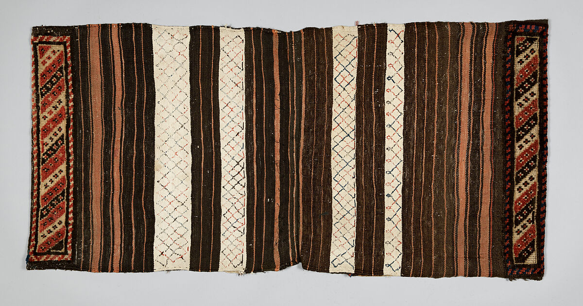Double Saddle Bag (Khorjin), Wool and cotton; sumak brocaded, wool slit tapestry weave