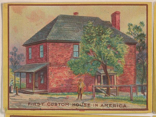 First Custom House in America, collector card from the Famous Buildings series (D30), issued by the Weber Baking Company, Issued by Weber Baking Company, Commercial color lithograph 