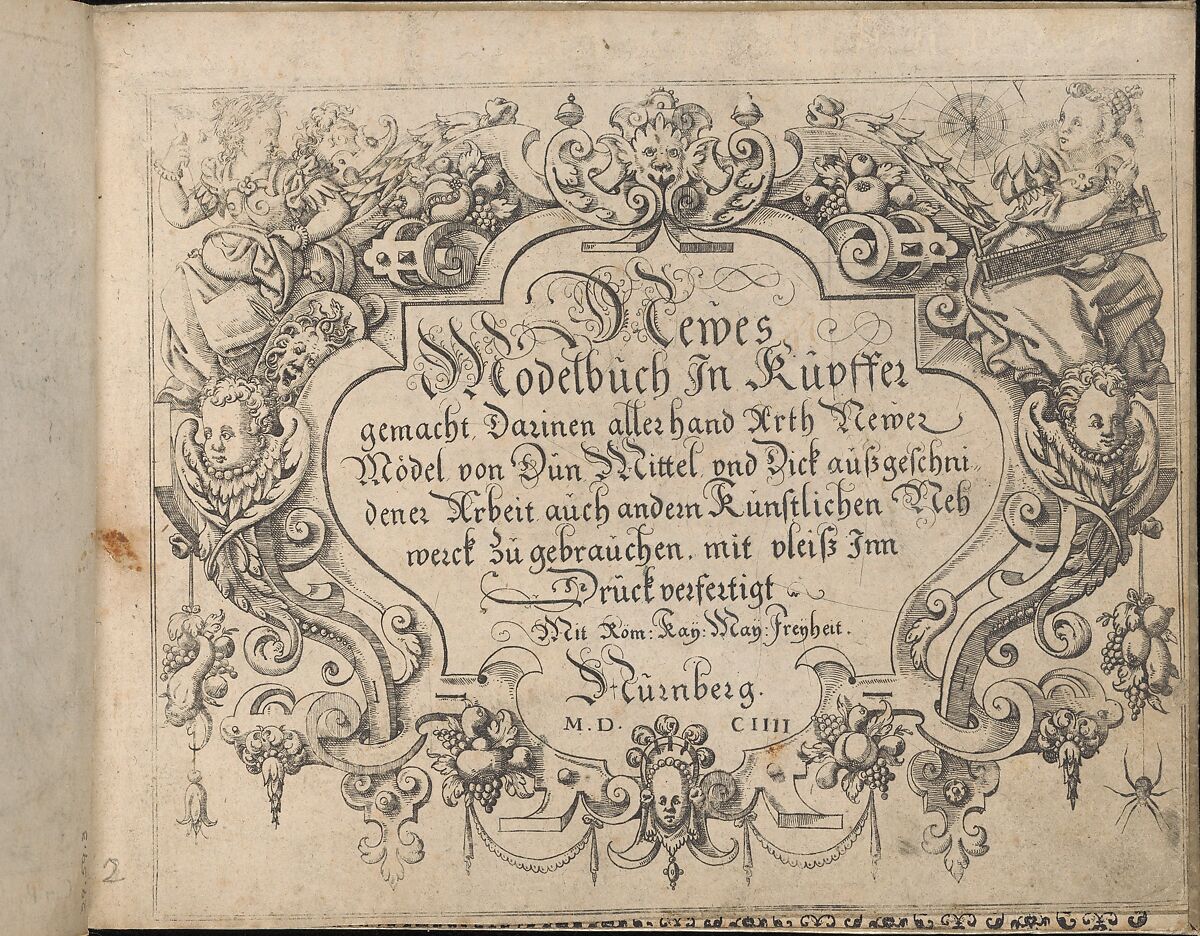 Newes Modelbuch in Kupffer (second title page, 2r), Johann Sibmacher (German, active 1590–1611), Etching 