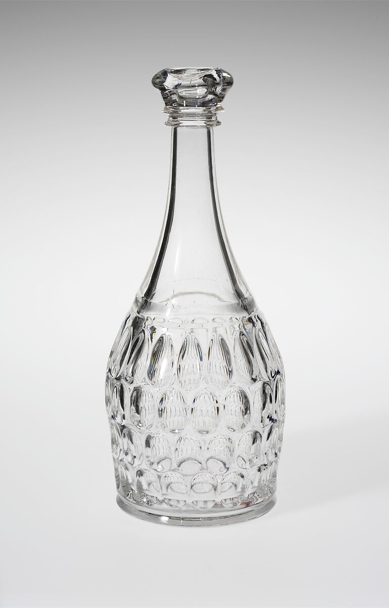 Quart Decanter, Bakewell, Pears and Company (1836–1882), Pressed glass, American 