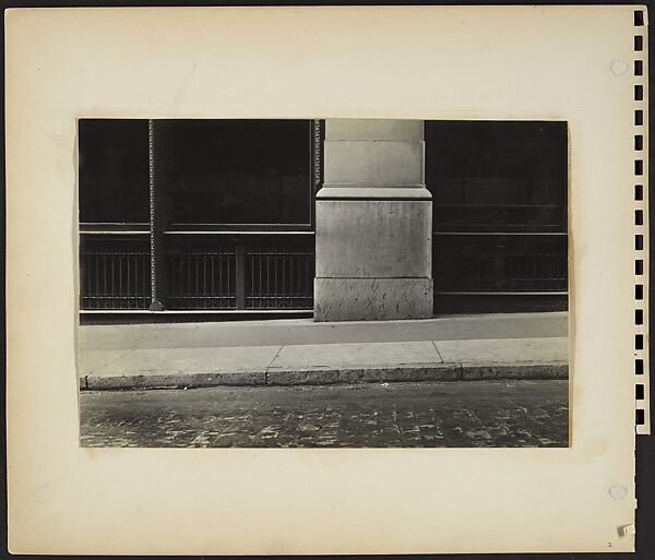 [Building Fronts, Sidewalk, and Cobblestone Paving, New York City], Rudy Burckhardt (American (born Switzerland), Basel 1914–1999 Searsmont, Maine), Gelatin silver print 