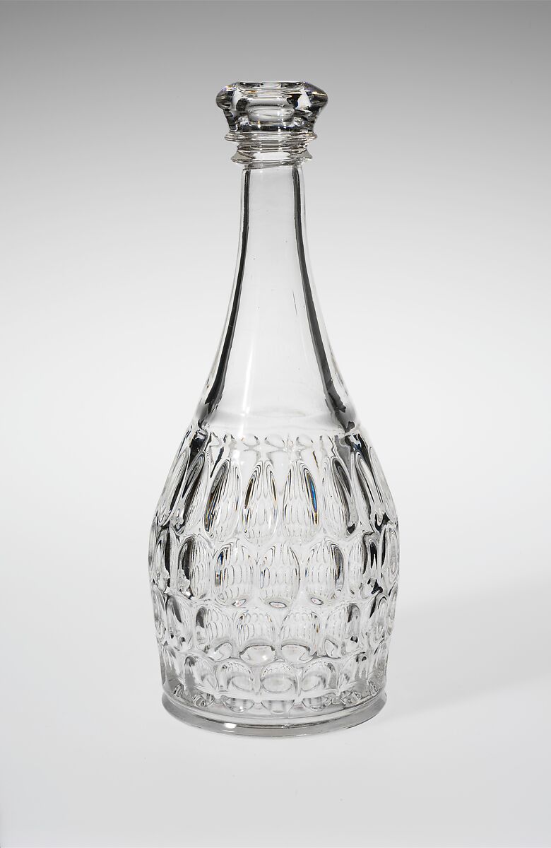 Quart Decanter, Bakewell, Pears and Company (1836–1882), Pressed glass, American 