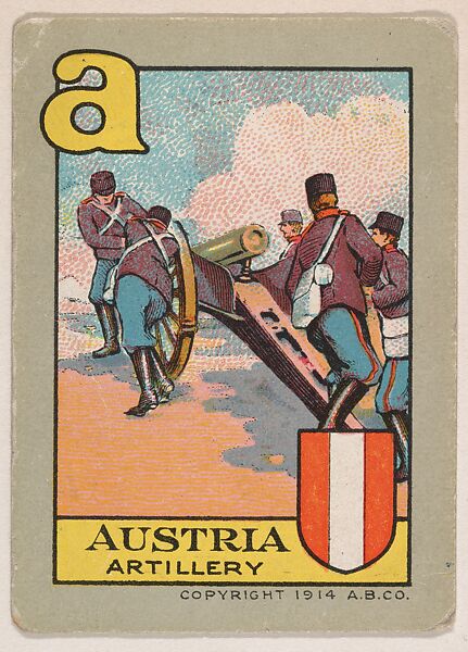Austria, Artillery, bakery insert from the European War Flip Cards series (D28), issued by the Welle-Boettler Bakery Company, Issued by Welle-Boettler Bakery Company, Commercial color lithograph 