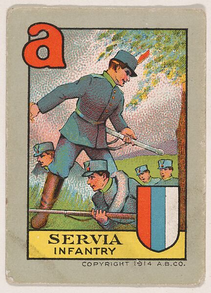 Servia, Infantry, bakery insert from the European War Flip Cards series (D28), issued by the Welle-Boettler Bakery Company, Issued by Welle-Boettler Bakery Company, Commercial color lithograph 