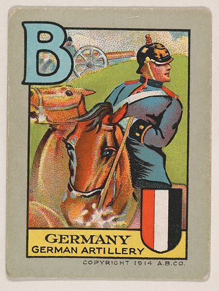 Germany, German Artillery, bakery insert from the European War Flip Cards series (D28), issued by the Welle-Boettler Bakery Company, Issued by Welle-Boettler Bakery Company, Commercial color lithograph 