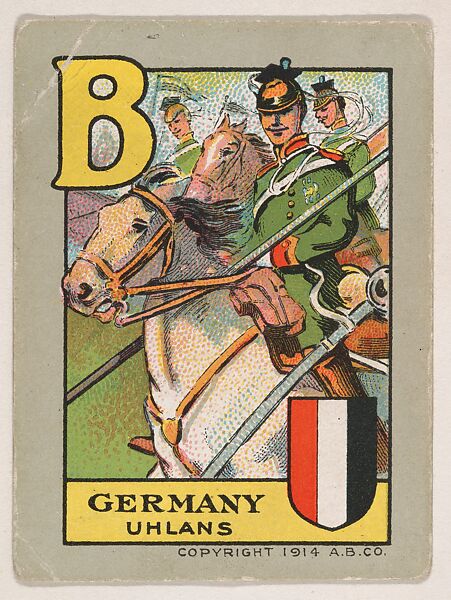 Germany, Uhlans, bakery insert from the European War Flip Cards series (D28), issued by the Welle-Boettler Bakery Company, Issued by Welle-Boettler Bakery Company, Commercial color lithograph 