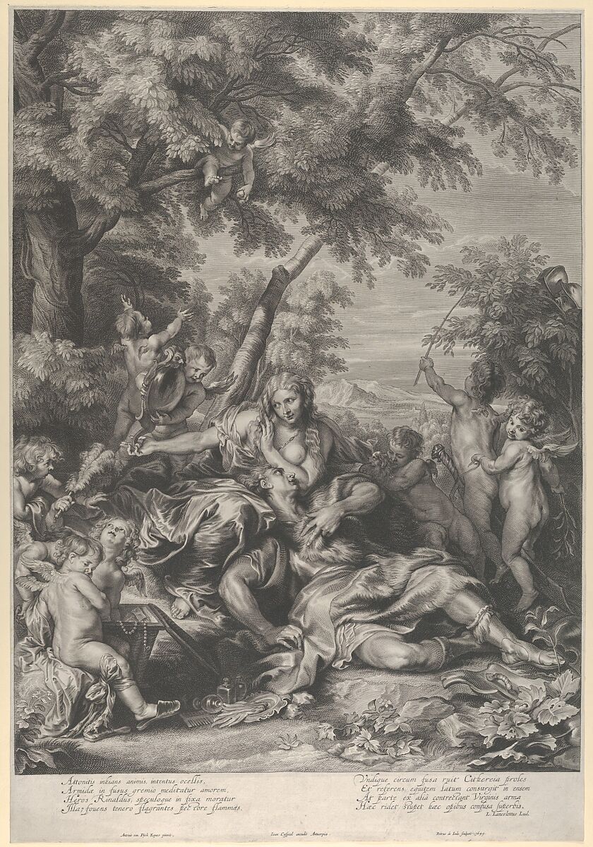 Rinaldo and Armida, Pieter de Jode II (Flemish, 1606–ca. 1674), Engraving 