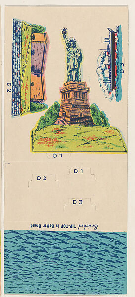 Statue of Liberty, bakery insert card from the Famous American Shrines series (D29), issued by the Ward Baking Company, Issued by Ward Baking Company, Commercial color lithograph 