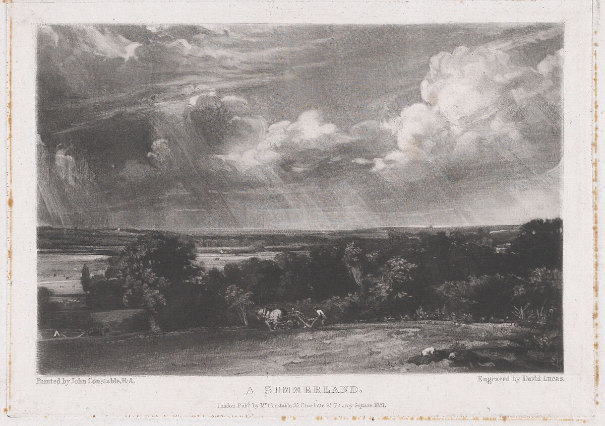 A Summerland, David Lucas (British, Geddington Chase, Northamptonshire 1802–1881 London), Mezzotint; first state of five 