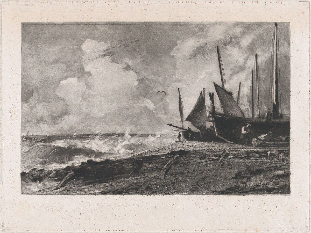A Sea Beach, David Lucas (British, Geddington Chase, Northamptonshire 1802–1881 London), Mezzotint; proof before published state 