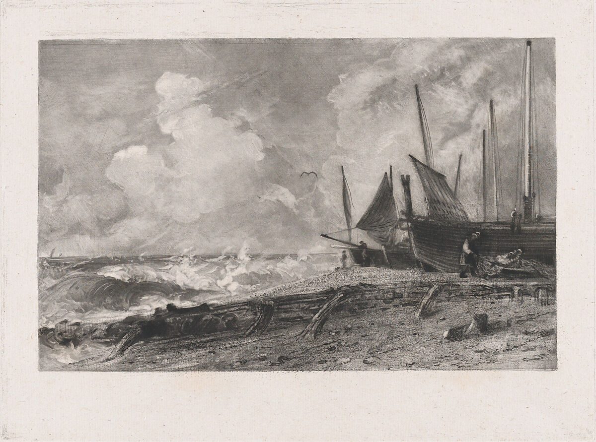 A Sea Beach, David Lucas (British, Geddington Chase, Northamptonshire 1802–1881 London), Mezzotint; proof before published state 