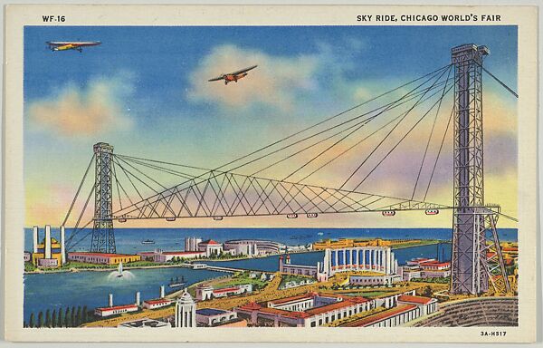 Old Postcard ILLINOIS Chicago World's Fair Century of Progress Aerial Sky Ride