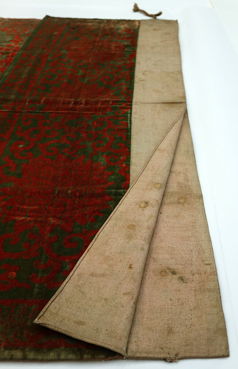Table valance with lotus scrolls, Cut silk velvet, China