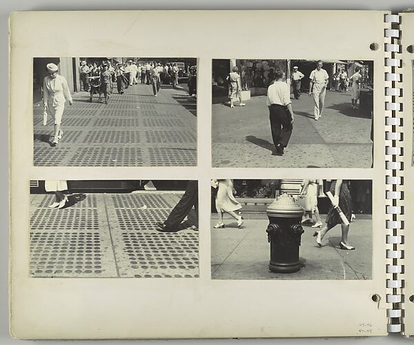 [Pedestrians, New York City: On Street with Sidewalk Skylights, New York City; Man with Back Turned in Foreground; Feet of Male and Female Pedestrians on Sidewalk Skylights; Fire Hydrant in Foreground], Rudy Burckhardt (American (born Switzerland), Basel 1914–1999 Searsmont, Maine), Gelatin silver print