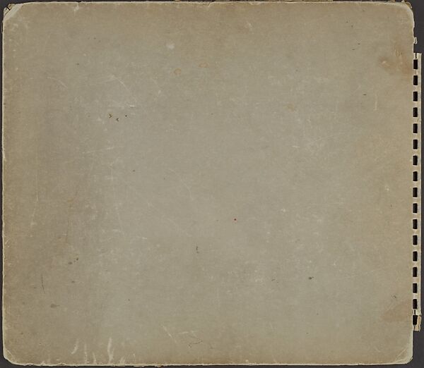 [Back Cover], Rudy Burckhardt (American (born Switzerland), Basel 1914–1999 Searsmont, Maine), Grey paper-covered board 