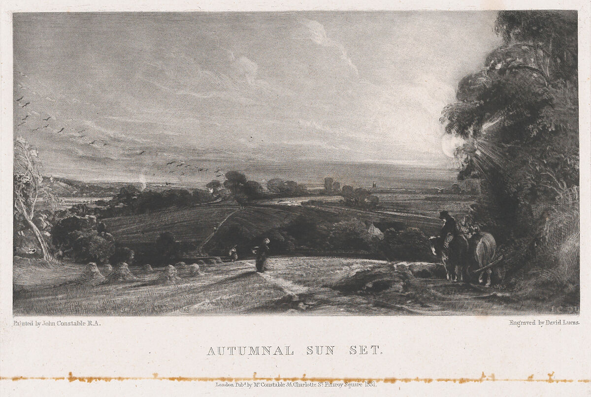 Autumnal Sunset, David Lucas (British, Geddington Chase, Northamptonshire 1802–1881 London), Mezzotint; first state of six 