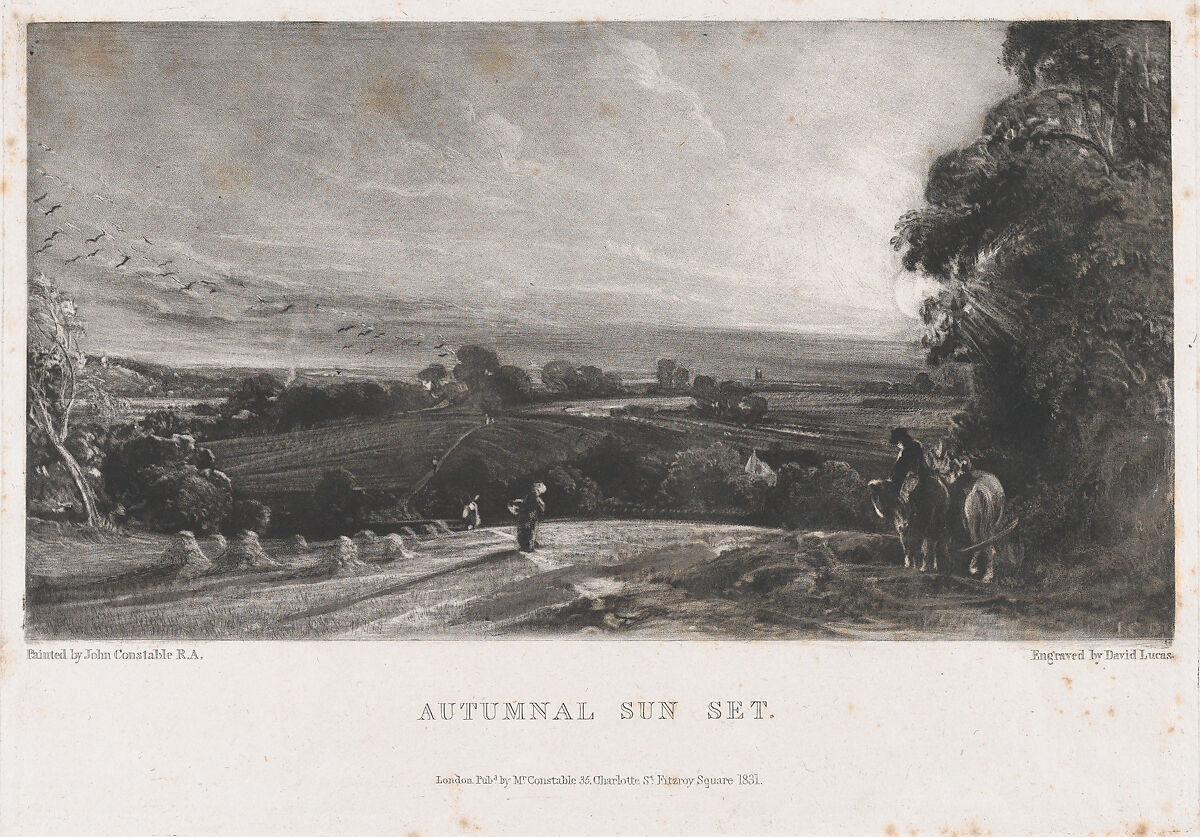 Autumnal Sunset, David Lucas (British, Geddington Chase, Northamptonshire 1802–1881 London), Mezzotint; first state of six 