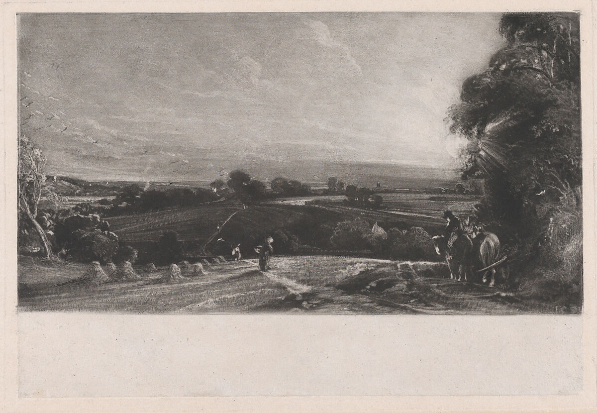 Autumnal Sunset, David Lucas (British, Geddington Chase, Northamptonshire 1802–1881 London), Mezzotint on chine collé; proof before published state 