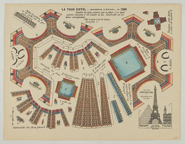 The Eiffel Tower, from the Petites Constructions, no. 1360, Imagerie d&#39;Épinal, Pellerin &amp; Cie., Lithograph with hand-coloring 
