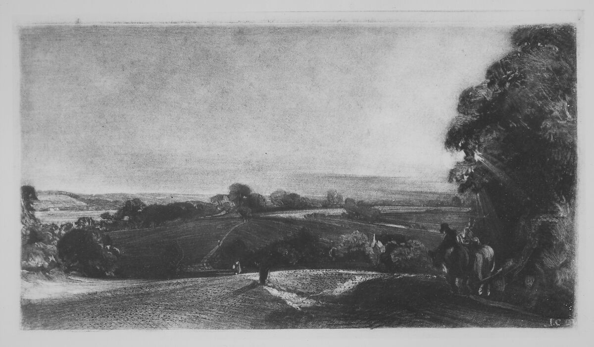 Autumnal Sunset, David Lucas (British, Geddington Chase, Northamptonshire 1802–1881 London), Mezzotint with drypoint on chine collé; progress proof