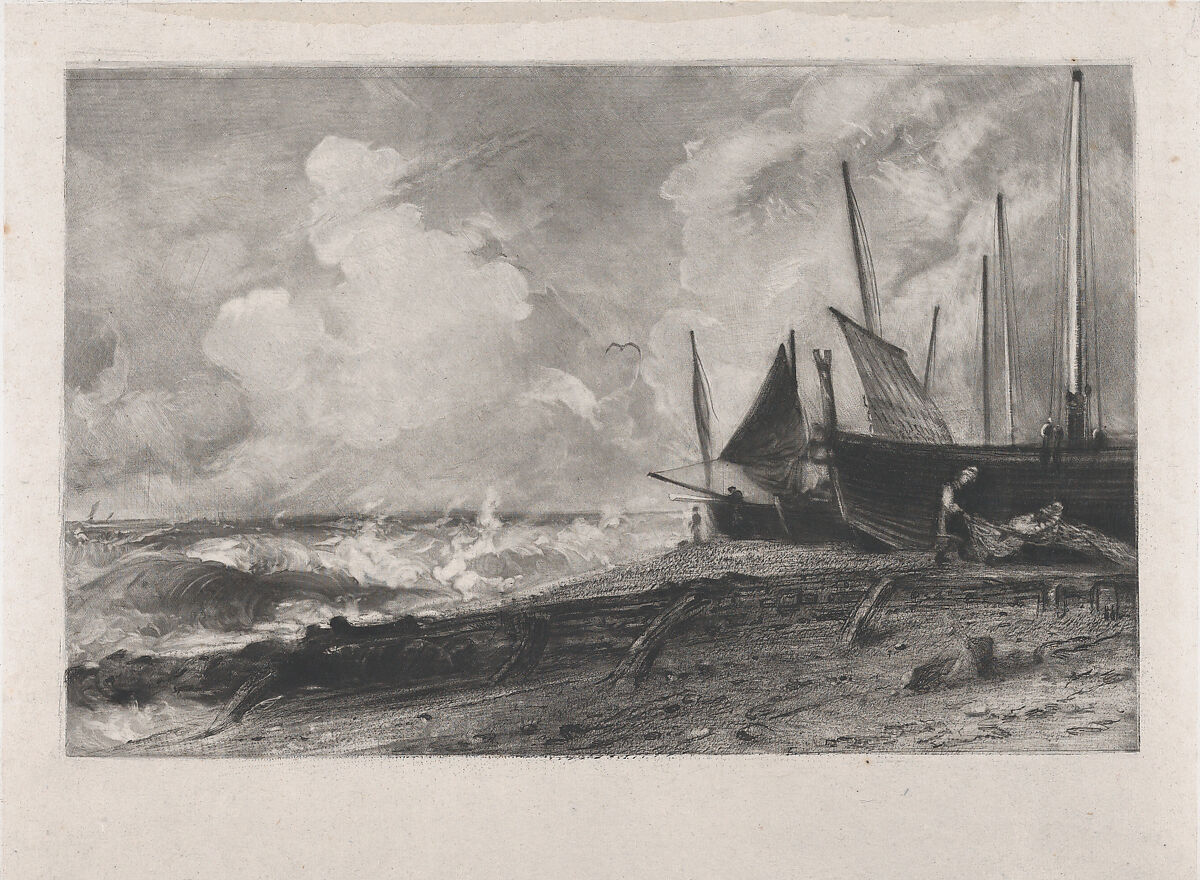A Sea Beach, David Lucas (British, Geddington Chase, Northamptonshire 1802–1881 London), Mezzotint on chine collé; proof before published state 