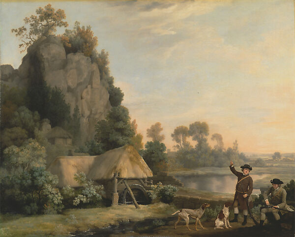 Two Gentlemen Going a Shooting, with a View of Creswell Crags, Taken on the Spot, George Stubbs (British, Liverpool 1724–1806 London), Oil on canvas 