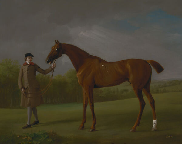 Lustre, held by a Groom, George Stubbs (British, Liverpool 1724–1806 London), Oil on canvas 