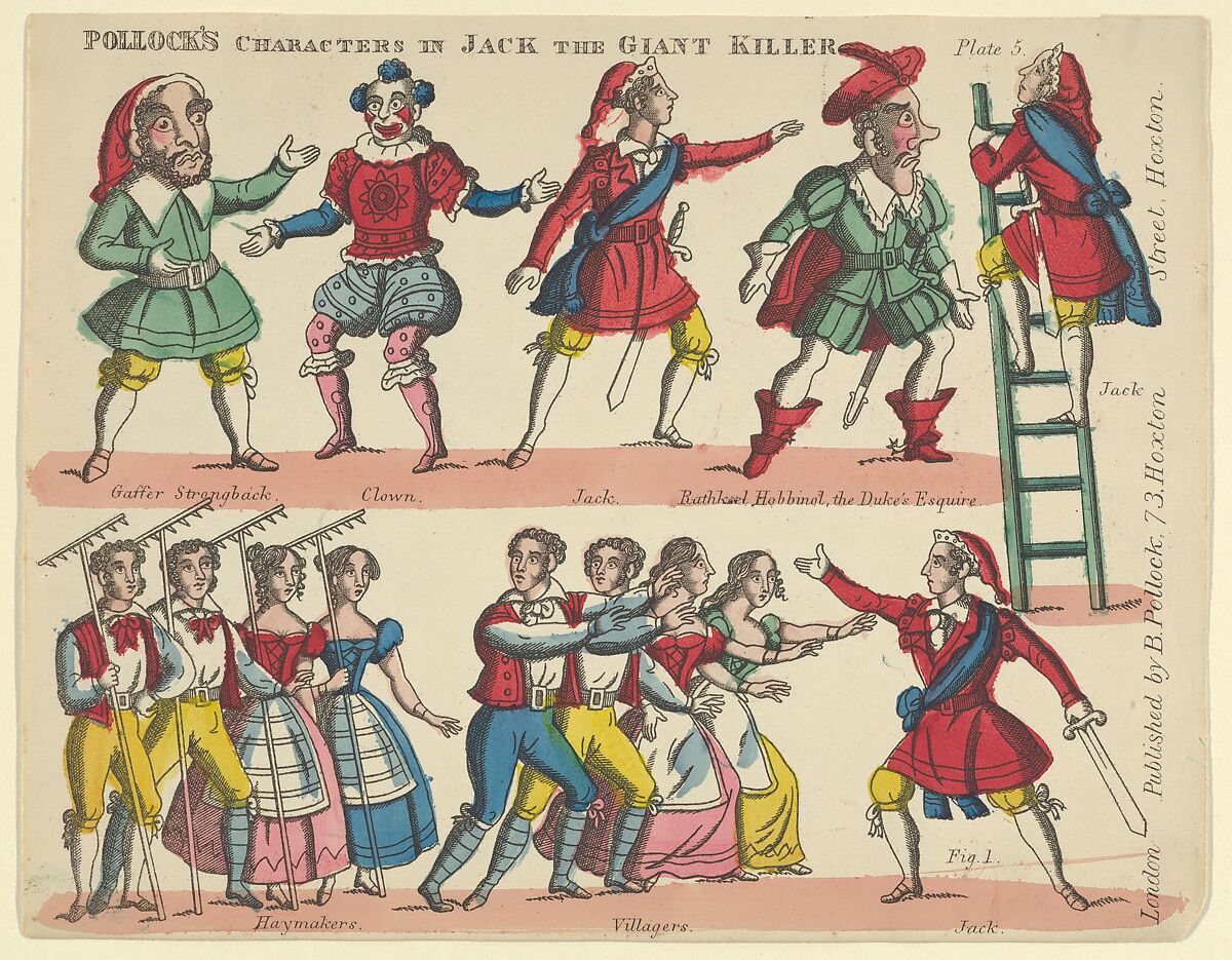 Characters, from Jack and the Giant Killer, Plate 5 for a Toy Theater, Benjamin Pollock (British, 1857–1937), Lithograph 