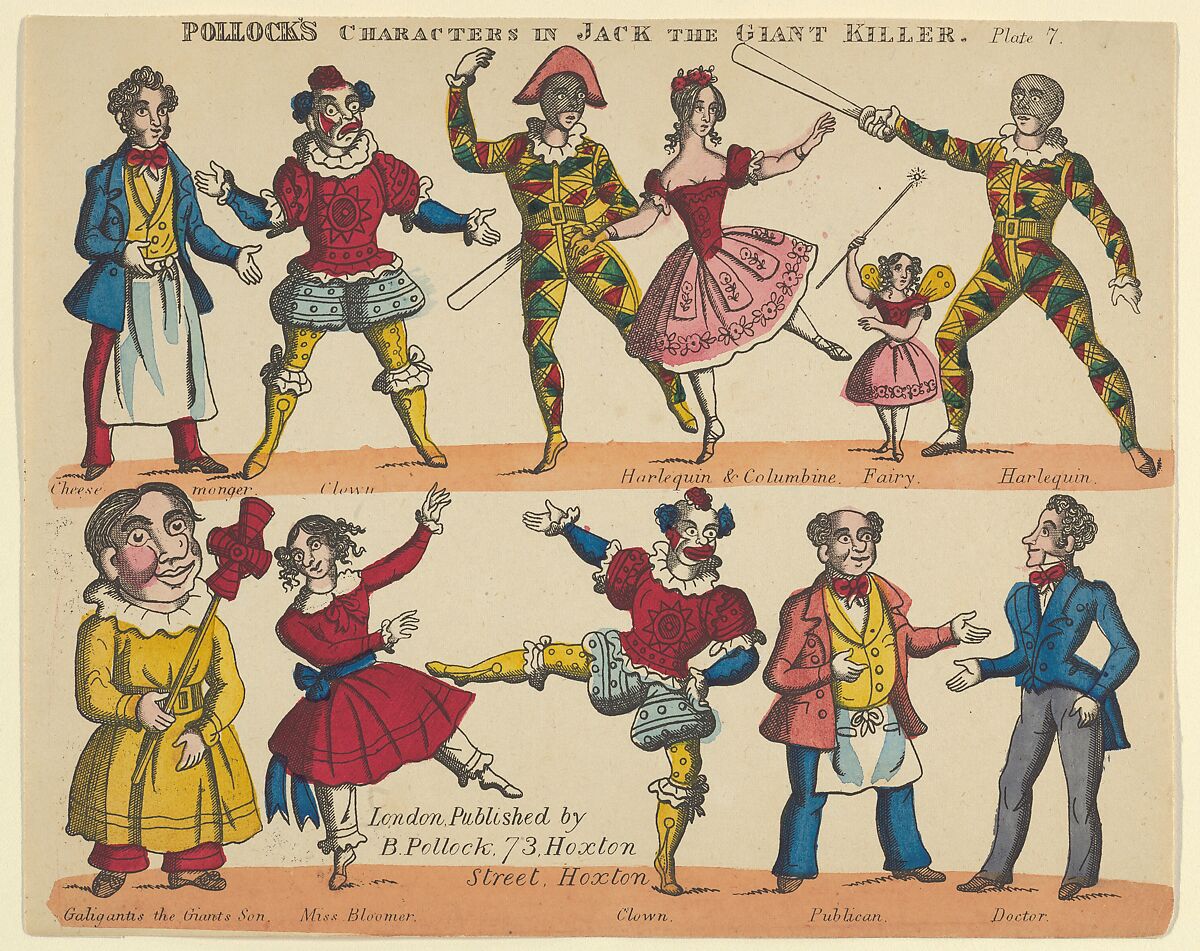 Characters, from Jack and the Giant Killer, Plate 7 for a Toy Theater, Benjamin Pollock (British, 1857–1937), Lithograph 