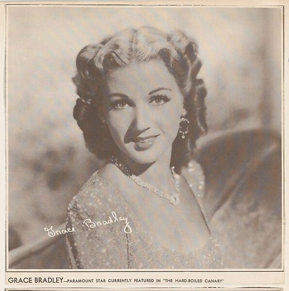 Grace Bradley, bakery card from the Film Celebrities series (D31), issued by the Ward Baking Company, Issued by Ward Baking Company, Commercial photolithograph 