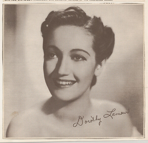 Dorothy Lamour, bakery card from the Film Celebrities series (D31), issued by the Ward Baking Company, Issued by Ward Baking Company, Commercial photolithograph 