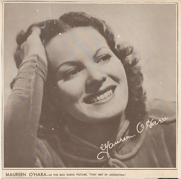 Maureen O'Hara, bakery card from the Film Celebrities series (D31), issued by the Ward Baking Company, Issued by Ward Baking Company, Commercial photolithograph 