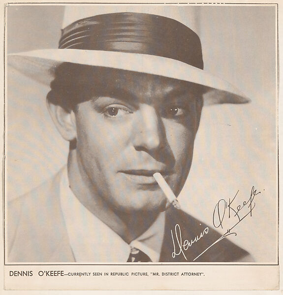 Dennis O'Keefe, bakery card from the Film Celebrities series (D31), issued by the Ward Baking Company, Issued by Ward Baking Company, Commercial photolithograph 