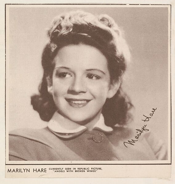 Marilyn Hare, bakery card from the Film Celebrities series (D31), issued by the Ward Baking Company, Issued by Ward Baking Company, Commercial photolithograph 