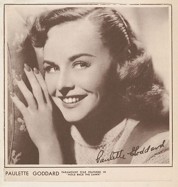 Paulette Goddard, bakery card from the Film Celebrities series (D31), issued by the Ward Baking Company, Issued by Ward Baking Company, Commercial photolithograph 