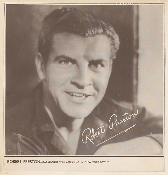 Robert Preston, bakery card from the Film Celebrities series (D31), issued by the Ward Baking Company, Issued by Ward Baking Company, Commercial photolithograph 