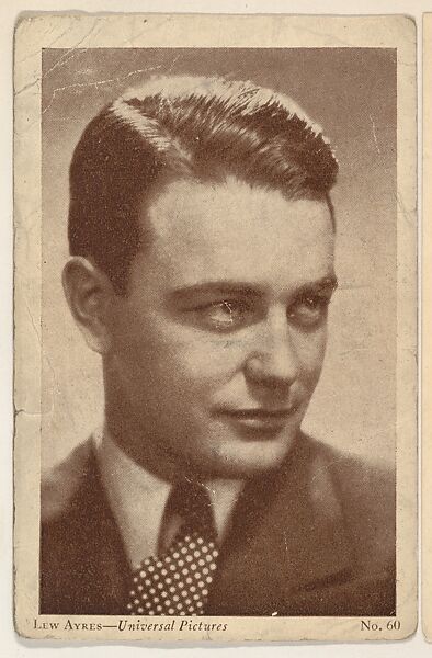 Lew Ayers, No. 60, bakery card from the Film Stars series (D32), issued by the Drake Brothers Bakery, Issued by Drake Brothers Bakery, Commercial photolithograph 