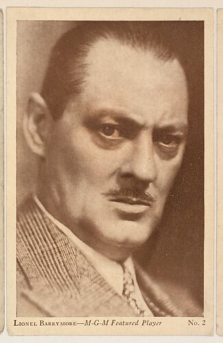 Lionel Barrymore, No. 2, bakery card from the Film Stars series (D32), issued by the Drake Brothers Bakery