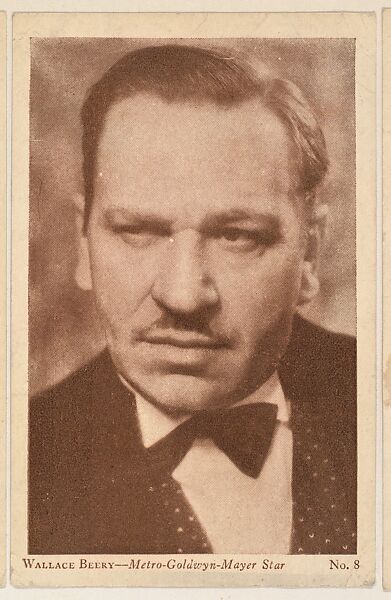 Wallace Beery, No.8, bakery card from the Film Stars series (D32), issued by the Drake Brothers Bakery, Issued by Drake Brothers Bakery, Commercial photolithograph 