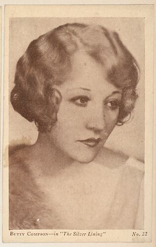 Betty Compson, No. 22, bakery card from the Film Stars series (D32), issued by the Drake Brothers Bakery