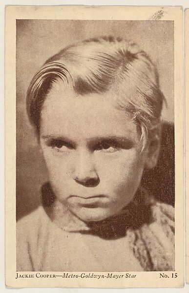 Jackie Cooper, No. 15, bakery card from the Film Stars series (D32), issued by the Drake Brothers Bakery, Issued by Drake Brothers Bakery, Commercial photolithograph 