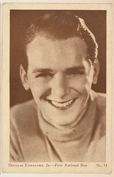 Douglas Fairbanks, Jr., No. 35, bakery card from the Film Stars series (D32), issued by the Drake Brothers Bakery, Issued by Drake Brothers Bakery, Commercial photolithograph 