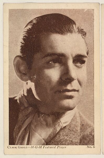 Clark Gable, bakery card from the Film Stars series (D32), issued by the Drake Brothers Bakery, Issued by Drake Brothers Bakery, Commercial photolithograph 