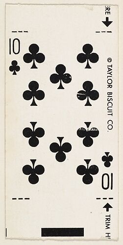 10 of Clubs, bakery card from the Playing Cards series (D98), issued by the Taylor Biscuit Company