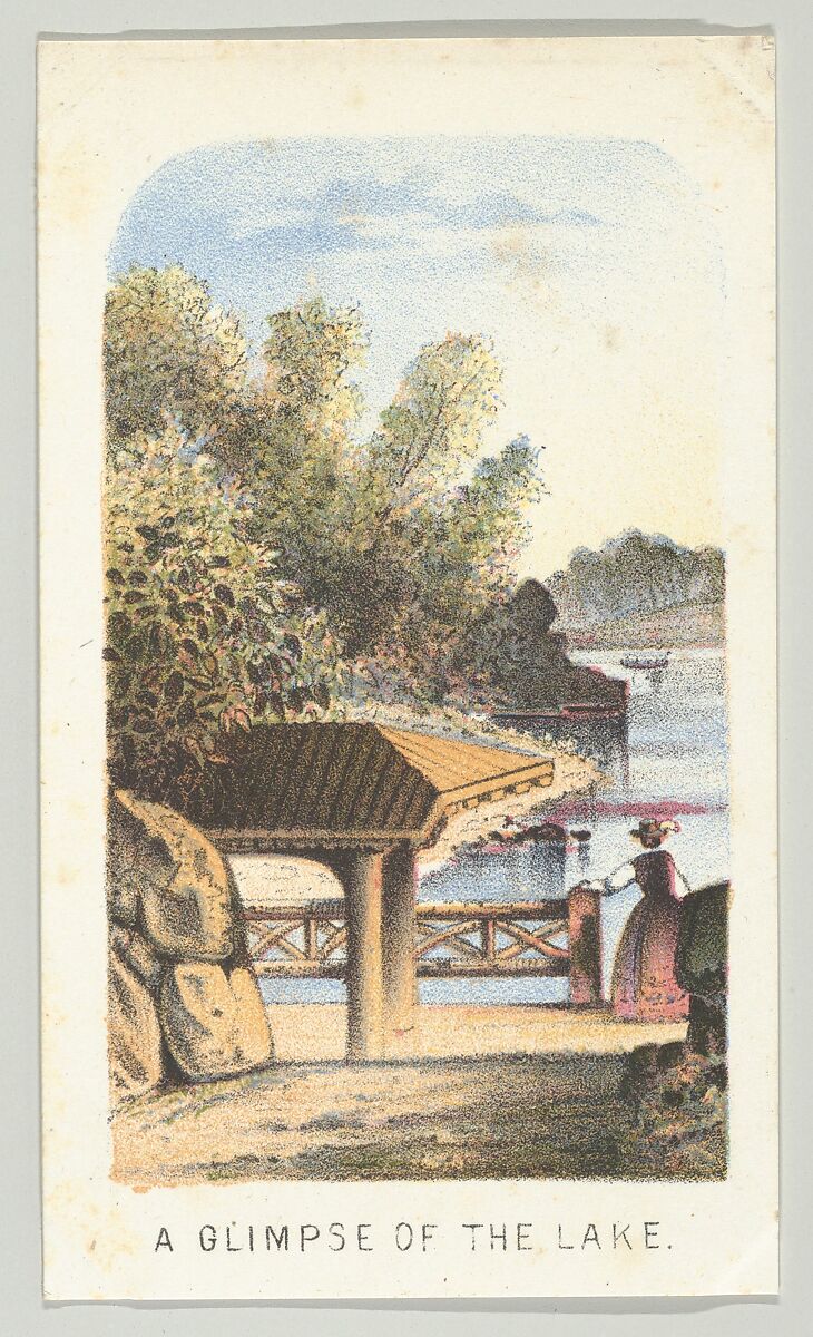 A Glimpse of the Lake, from the series, Views in Central Park, New York, Part 2, Louis Prang &amp; Co. (Boston, Massachusetts), Color lithograph 