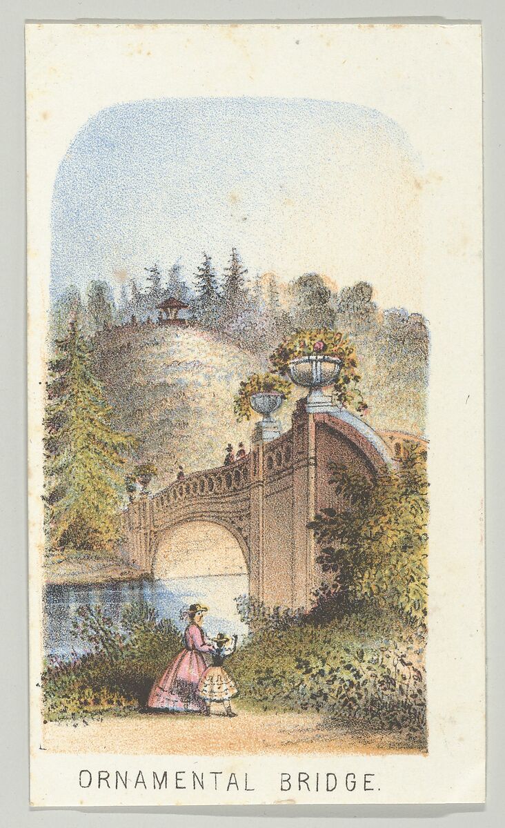 Ornamental Bridge, from the series, Views in Central Park, New York, Part 2, Louis Prang &amp; Co. (Boston, Massachusetts), Color lithograph 