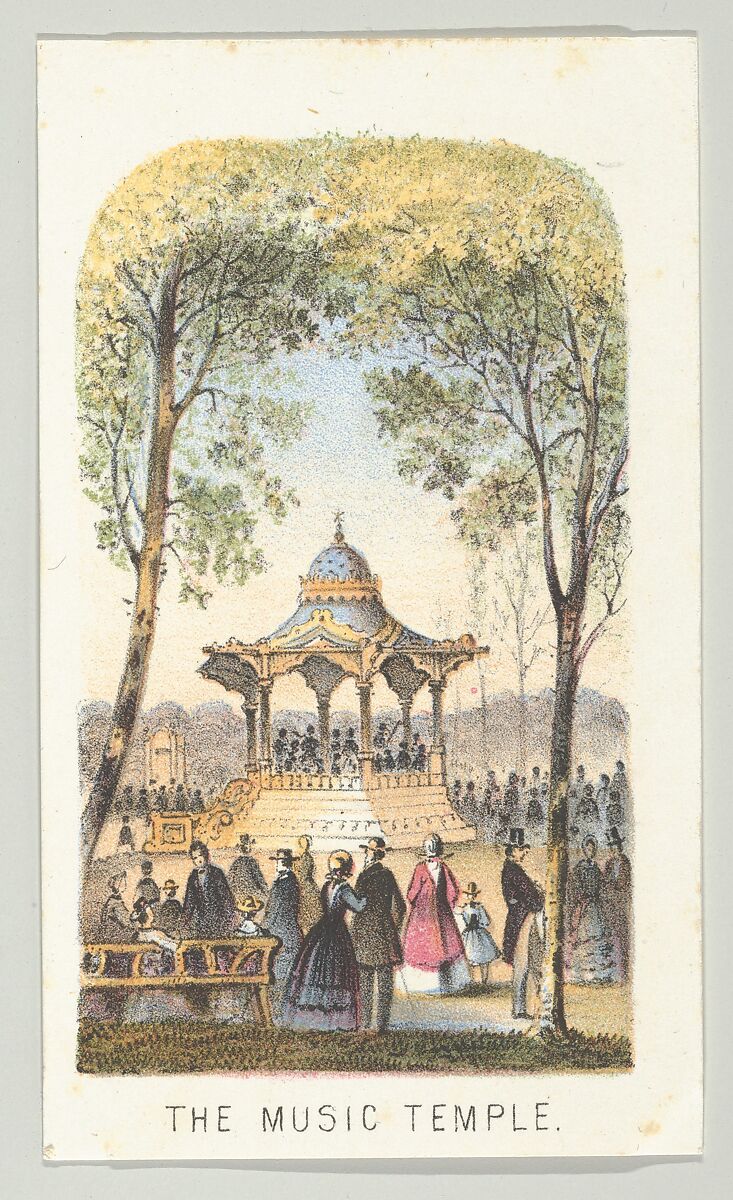 The Music Temple, from the series, Views in Central Park, New York, Part 2, Louis Prang &amp; Co. (Boston, Massachusetts), Color lithograph 