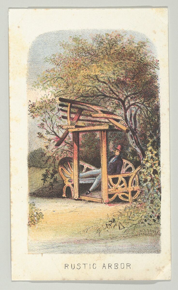 Rustic Arbor, from the series, Views in Central Park, New York, Part 2, Louis Prang &amp; Co. (Boston, Massachusetts), Color lithograph 