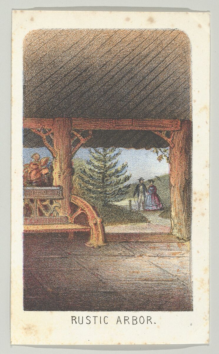 Rustic Arbor, from the series, Views in Central Park, New York, Part 3, Louis Prang &amp; Co. (Boston, Massachusetts), Color lithograph 